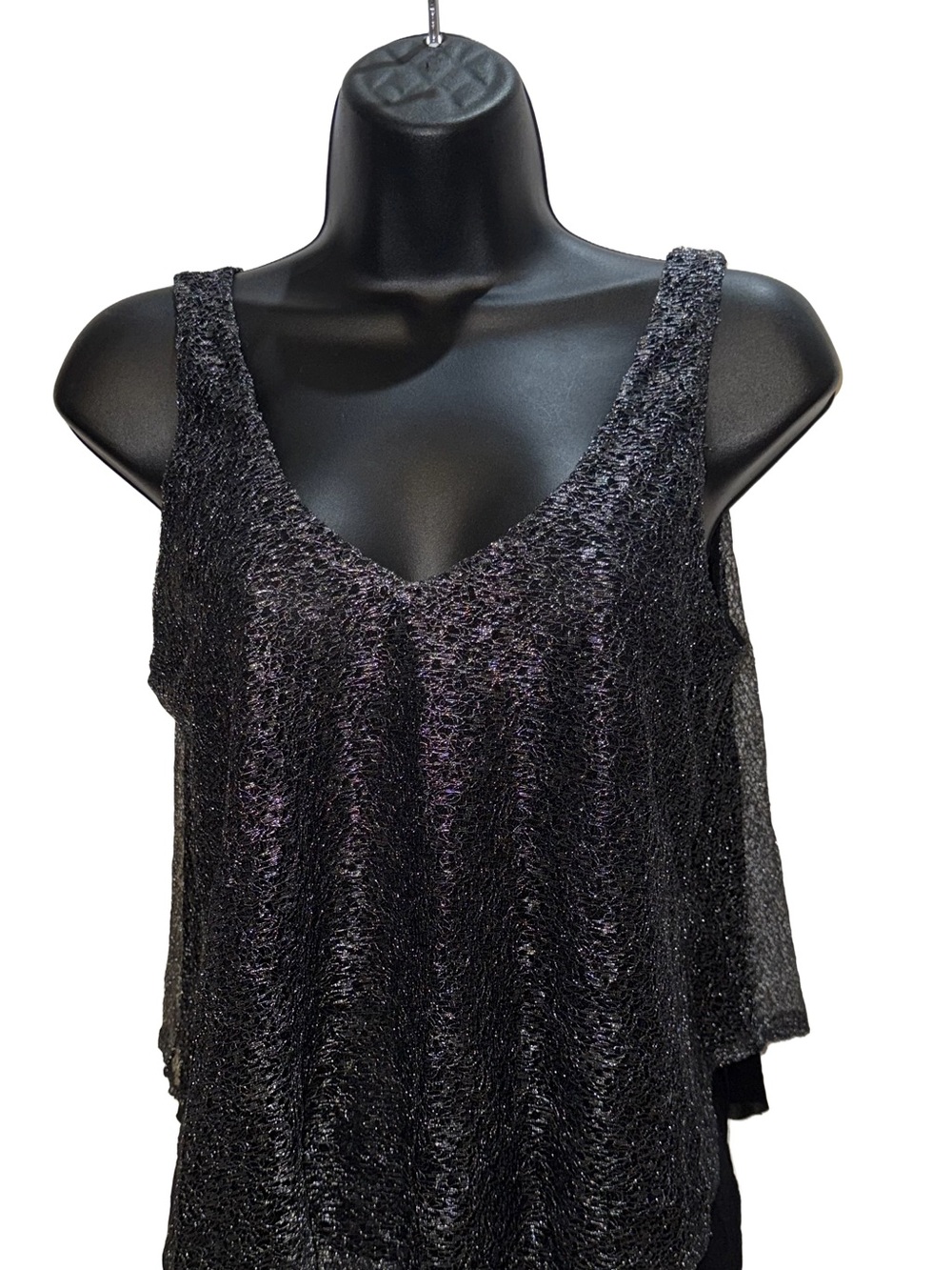 Express Metallic Black V-Neck Camisole